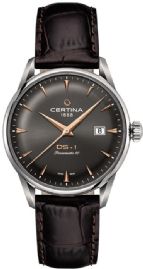 שעון לגבר סרטינה CERTINA C029.807.16.081.01 כסוף לוח שחור רצועה חומה