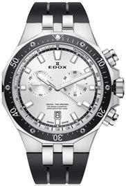 שעון לגבר אדוקס EDOX ED101093CAAIN כסוף לוח לבן רצועה שחורה