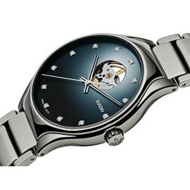 שעון לגבר לאישה יוקרתי ראדו RADO R27108732 קרמי אפור לוח כחול יהלומים