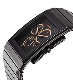 שעון לגבר יוקרתי ראדו RADO R21714172 קרמי שחור מלבני לוח שחור