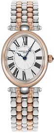 שעון לאישה יוקרתי פרדריק קונסטנט FREDERIQUE CONSTANT FC-200MPW2V2B כסוף מוזהב אובלי לוח לבן