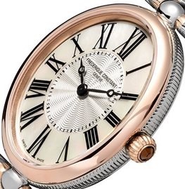 שעון לאישה יוקרתי פרדריק קונסטנט FREDERIQUE CONSTANT FC-200MPW2V2B כסוף מוזהב אובלי לוח לבן