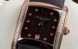 שעון לאישה יוקרתי פרדריק קונסטנט FREDERIQUE CONSTANT FC-220CHD2ECD4 מוזהב לוח חום רצועה חומה