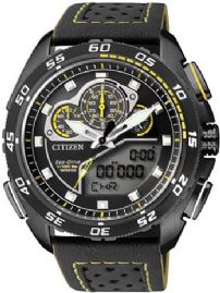 שעון לגבר סיטיזן CITIZEN JW0125-00E מושחר אנלוגי דיגיטלי לוח שחור רצועה שחורה