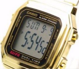 שעון לגבר קסיו CASIO A178WGA-1ADF מוזהב מרובע דיגיטלי
